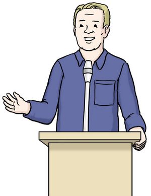 Grafik: Vortrag Mann